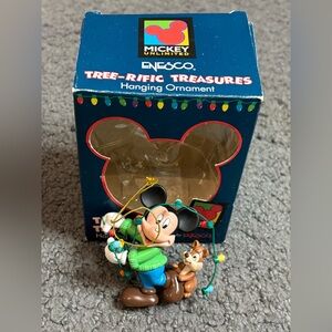 Vintage Enesco Disney Mickey Mouse Ornament Christmas Lights Squirrel
